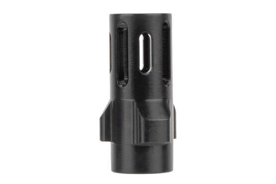 Angstadt Arms 9mm 3-lug flash hider features a black Nitride finish